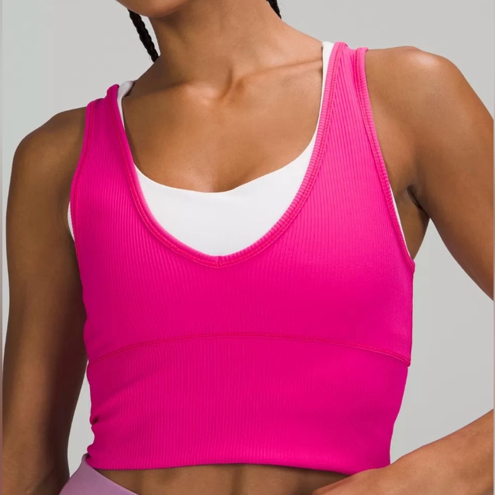 Lululemon Women's Power Pivot Tank Top Size 4 Ribbed Sonic Pink EUC $58💖💫